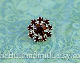 5 - 20 Piece set Rhinestone Buttons -Cleopatra-(11mm) RS-001 in Topaz