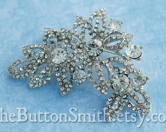 Rhinestone Brooch Component /Embellishment(6.8 x 4.8cm) BR-009 - 1 piece
