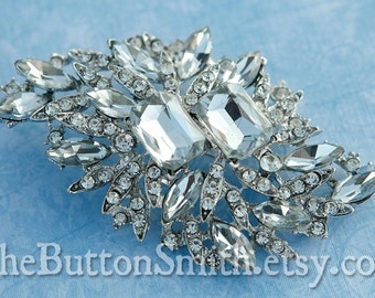 Rhinestone Brooch Component /Embellishment(9.2cm x 4.5cm) BR-024 - 1 piece