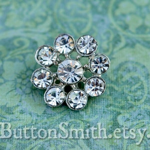 5 to 20 Pieces Crystal Rhinestone Button Round 18mm RS-002 Sliver finish Perfect for weddings, brooch, invitations, hair pins, pillows image 1