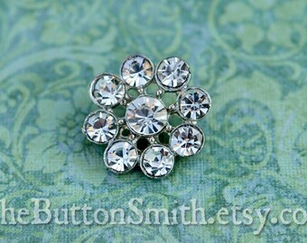 5 to 20 Pieces Crystal Rhinestone Button Round (18mm) RS-002- Sliver finish Perfect for weddings, brooch, invitations, hair pins, pillows