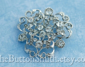 Rhinestone Brooch Component /Embellishment(5.1cm x 4.9cm) BR-021 - 1 piece