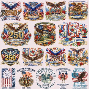 250周年記念PNGバンドル、愛国的な鷲PNG、50周年記念PNG、アメリカ建国250周年エンブレムPNG、独立記念日PNGバンドル、自由PNG