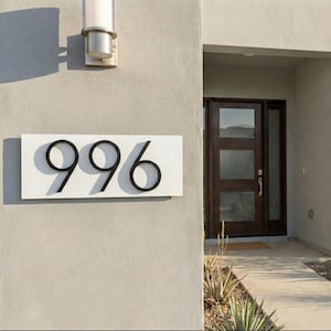 Modern White Horizontal House Number Sign, Custom address Plaque