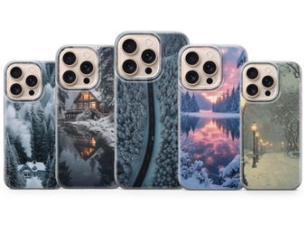 Winterästhetische Handyhülle für iPhone 17 Air 16e 15 Pro Max 14 13 | Samsung S25 Ultra S24 S23 FE | Google Pixel 10 XL