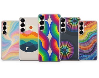 Minimal Shapes Regenbogen Handyhülle – Aesthetic Cover für iPhone 17 Air 16e 15 Pro Max 14 13 Samsung S25 Ultra S24 S23 FE Google Pixel 10 XL 9