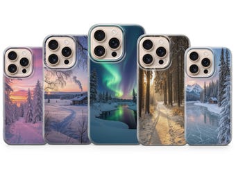 Winterästhetische Handyhülle für iPhone 17 Air 16e 15 Pro Max 14 13 | Samsung S25 Ultra S24 S23 FE | Google Pixel 10 XL