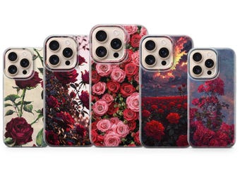 Rose Handyhülle – iPhone 17 Air 16e 15 Pro Max 14 13 Hülle mit Blumenmuster Samsung S25 Ultra S24 S23 FE | Google Pixel 10 XL