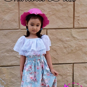 Charlotte Dress For Girls 12M-10Y PDF Pattern & Instructions Elastic neckline, elastic waistline, vintage, classic, laced ruffles, flowy image 1