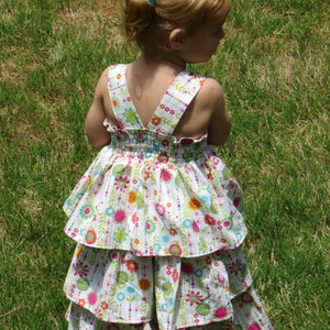 Eden Dress For Girls 12M-8Y PDF Pattern & Instructions-3 tiered, twirly skirt, sweet heart bodice, adjustable straps, elastic back image 4