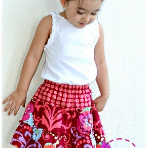 Lucy Skirt for Girls 2Y-10Y PDF Pattern and Instruction-Safety shorts attached Exposed seams Tiered twirly skirt-great for summer image 2