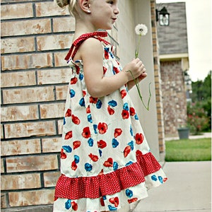 Haven Dress for Girls 6M-12Y PDF Pattern & Instructions-Sundress- Easy Sew-Beginner project -Tie straps-Double ruffles- Elastic top