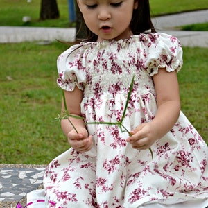 Maia Dress for Girls 12M-8Y PDF Pattern & Instruction-Shirred bodice Attached underskirt.Puffy sleeves-Perfect for Christmas image 3