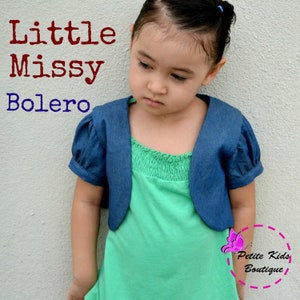 Little Missy Bolero for Girls 12M-8Y PDF Pattern & Instructions Puffy Sleeves Cropped Length Easy sew image 3