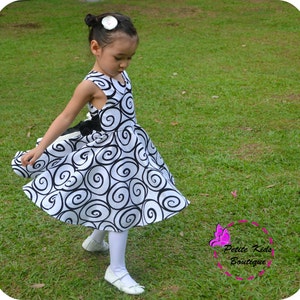 Donna Dress for Girls 12M-12Y PDF Pattern & Instruction-crisscross front-low back-circle skirt-big bow image 4