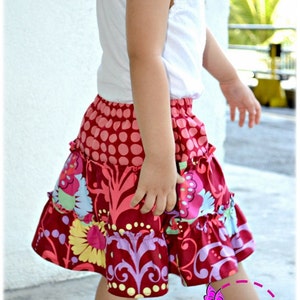 Lucy Skirt for Girls 2Y-10Y PDF Pattern and Instruction-Safety shorts attached Exposed seams Tiered twirly skirt-great for summer image 4