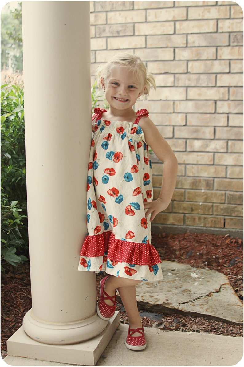 Haven Dress for Girls 6M-12Y PDF Pattern & Instructions-Sundress Easy Sew-Beginner project Tie straps-Double ruffles Elastic top image 4