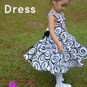 Donna Dress for Girls 12M-12Y PDF Pattern & Instruction-crisscross front-low back-circle skirt-big bow image 3