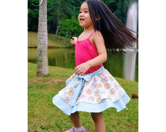 Isla Skirt for Girls 6M-12Y PDF Pattern & Instructions - twirly, multiple options, easy sew,