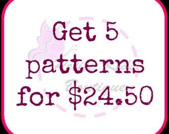 Bundle promo - Buy 5 sewing patterns with only USD24.50