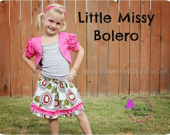 Little Missy Bolero for Girls 12M-8Y PDF Patron et instructions - Manches bouffantes - Longueur courte - Couture facile