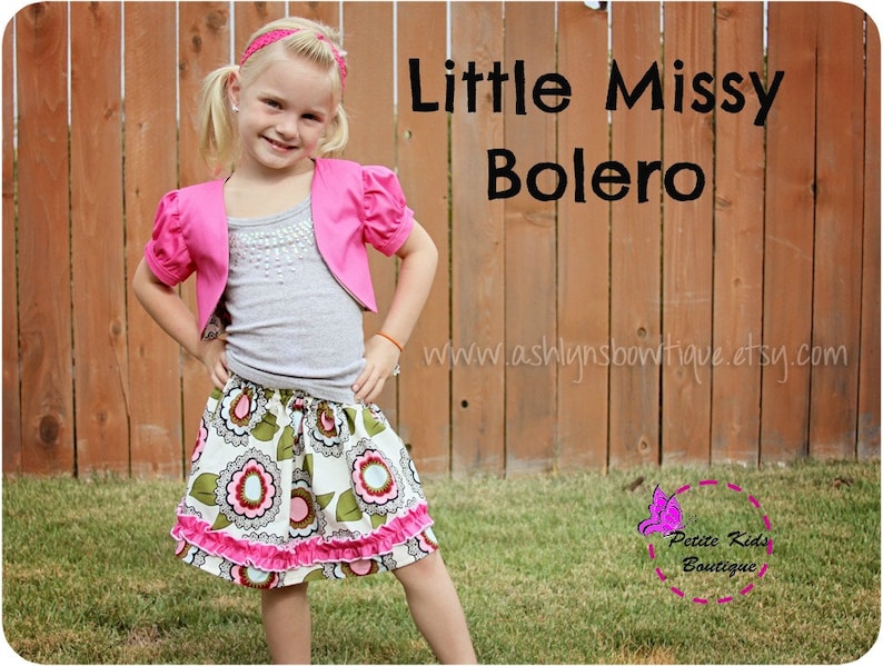 Little Missy Bolero for Girls 12M-8Y PDF Pattern & Instructions Puffy Sleeves Cropped Length Easy sew image 4