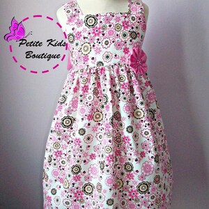 Tiffany Dress Size 6M-8Y PDF pattern-Easy sew instruction includes making Yoyo flower-Fully Lined bodice Square neckline image 4