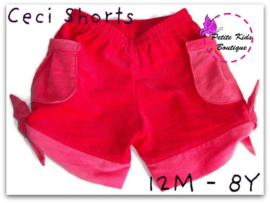 Ceci Shorts for Girls 12M 8Y Tie Hem Pleated Pockets - Etsy