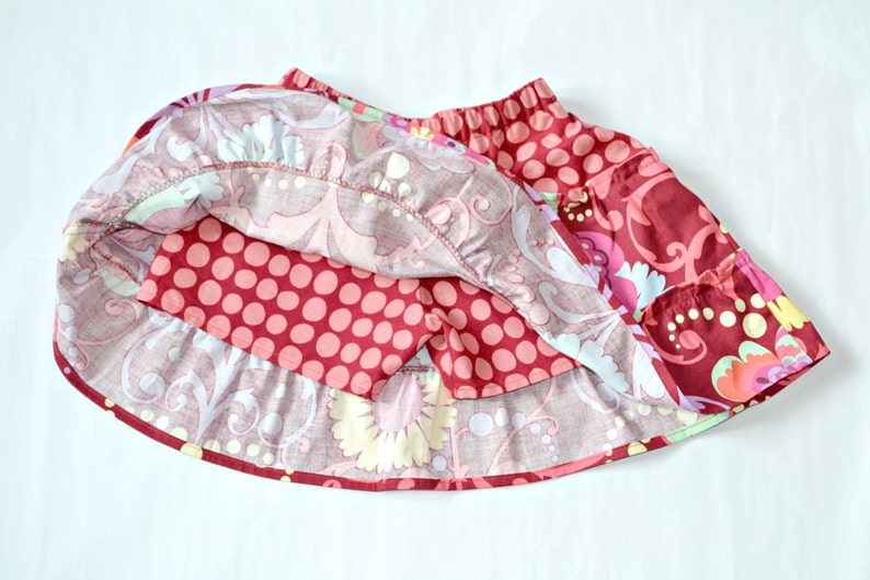 Lucy Skirt for Girls 2Y-10Y PDF Pattern and Instruction-Safety shorts attached Exposed seams Tiered twirly skirt-great for summer image 3