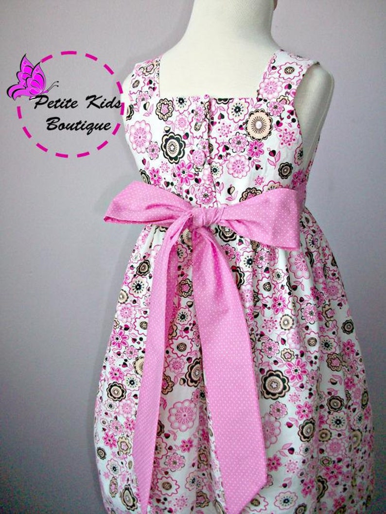 Tiffany Dress Size 6M-8Y PDF pattern-Easy sew instruction includes making Yoyo flower-Fully Lined bodice Square neckline image 2