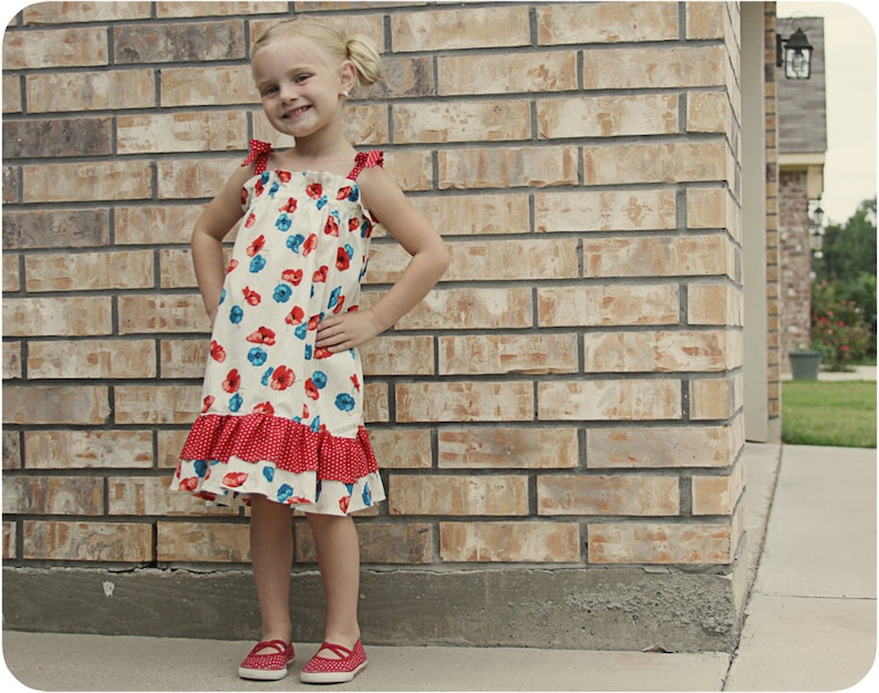 Haven Dress for Girls 6M-12Y PDF Pattern & Instructions-Sundress Easy Sew-Beginner project Tie straps-Double ruffles Elastic top image 5