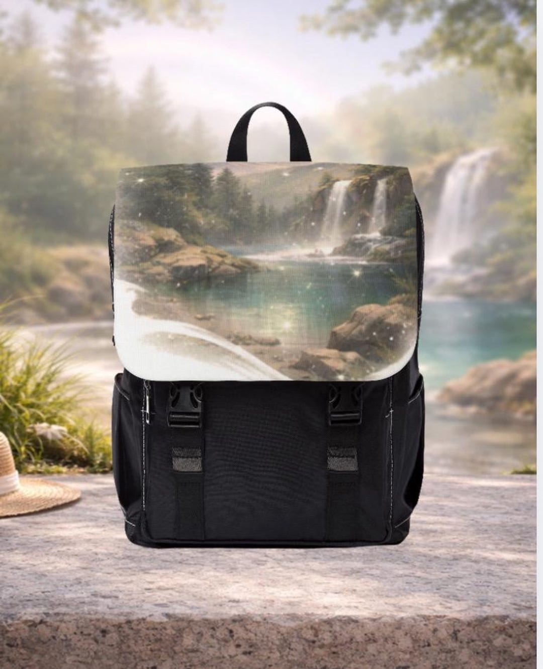 Rectangular Backpack Landscape Travel Backpack - Waterfall Landscape Design, Aesthetic Hiking Bag - Etsy