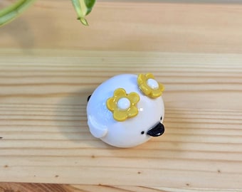 Blooming Lovie Desk Friend | Shima Enaga Inspired Bird Figurine | Handmade Polymer Clay Decor