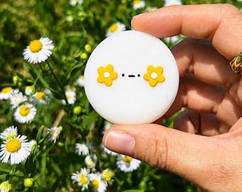 Flower Bird Worry Stone | Cute Pocket Companion Gift | Handmade Polymer Clay Desk Friend