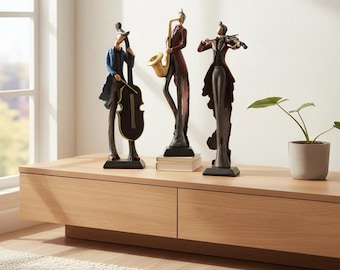 Vintage Musical Instrument Figurine, Resin Music Sculpture for Home Decor