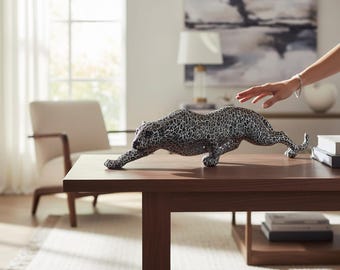 Harz Gepard Figur Moderne Leopard Skulptur | Kreative Panther Tier Statue für Hausbar Wohnzimmer Arbeitszimmer Dekor | Einzigartiges Geschenk
