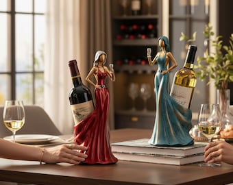 Creative Resin Woman Wine Bottle Holder, Grape Red Wine Rack Sculpture, Decorative Cabinet Bar Home Decor