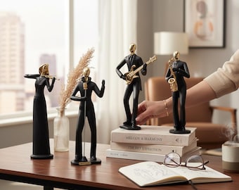Abstract Musician Resin Sculpture, Jazz Band Dance Figurine, Creative Musical Art Desktop Home Decor Ornament