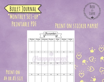 bullet journal monthly calendar sticker for 2019 a5 business etsy