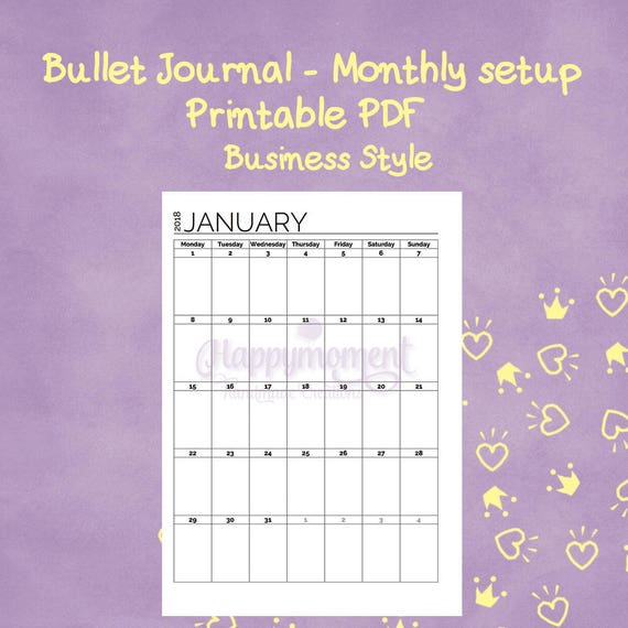 bullet journal 2019 monthly calendar january june a4 or etsy monthly calendar january 2019