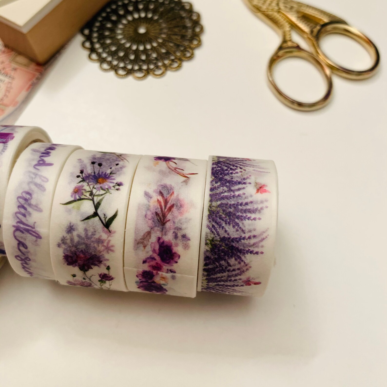 Lavender Washi Tape flower design purple hues 8 rolls Etsy