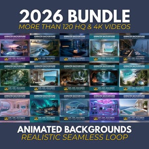 Bundel met geanimeerde achtergronden 2026, alle huidige en toekomstige live wallpapers, Twitch, Zoom, Vtuber, video- en statische achtergronden voor streaming MP4