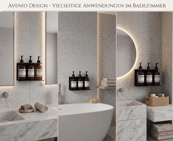 Minimalist Soap Dispenser Holder in Black No Drilling Required Modern Bathroom Design by AvenioDesign