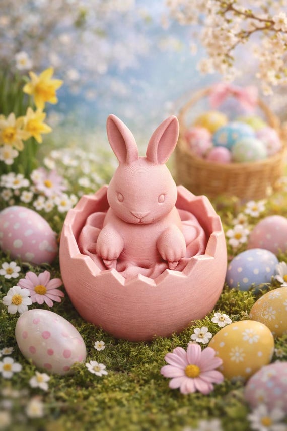 Easter Bunny Happy Easter Minimalist 3D Easter Decoration in Pink Modern Spring Decoration Design Easter Eggs Lovingly Unique