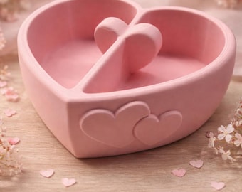 Heart-shaped jewelry dish in pink – Romantic ring dish – Valentine's Day gift – Jewelry tray – Modern decor – 3D print