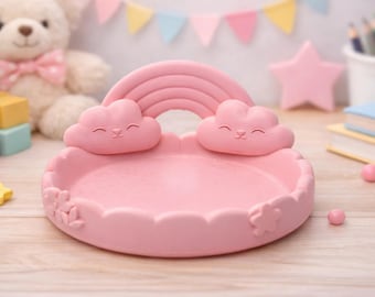 Rainbow Cloud Plate for Children – 3D Printed Children's Decoration – Play Bowl – Pastel Decoration – Gift for Children's Room