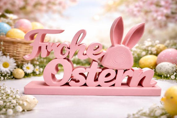 Easter Bunny Happy Easter Minimalist 3D Easter Decoration in Pink Modern Spring Decoration Design Easter Eggs Lovingly Unique