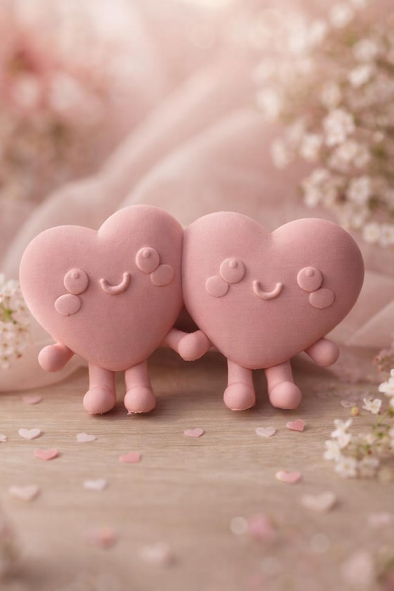 Herz Paar Deko Rosa Valentinstag 11,73 × 6,4 cm