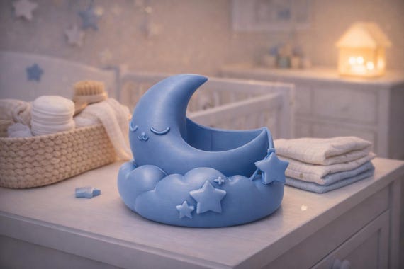 Mond Schale für Kinder – 3D gedruckte Kinderdeko – Stern & Wolken Deko – Spielobjekt – Geschenk für Kinderzimmer B 9,9 x T 9,5 x H 8,5 cm