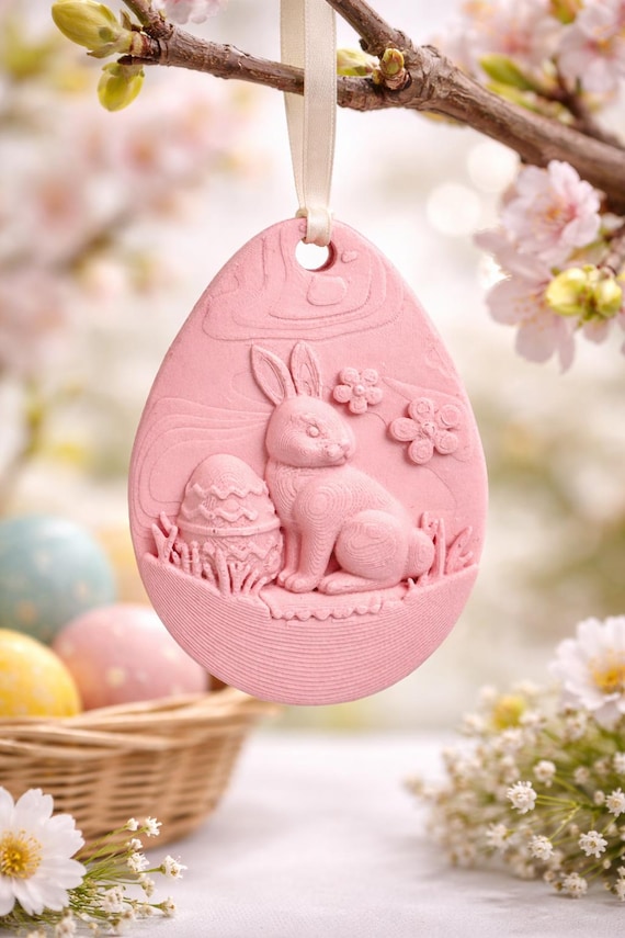 Easter Bunny Pendant Happy Easter Minimalist 3D Easter Decoration Pink Modern Spring Decoration Design Easter Eggs Lovingly Unique